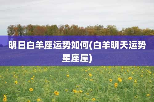 明日白羊座运势如何(白羊明天运势星座屋)