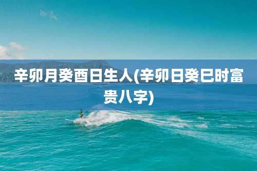 辛卯月癸酉日生人(辛卯日癸巳时富贵八字)