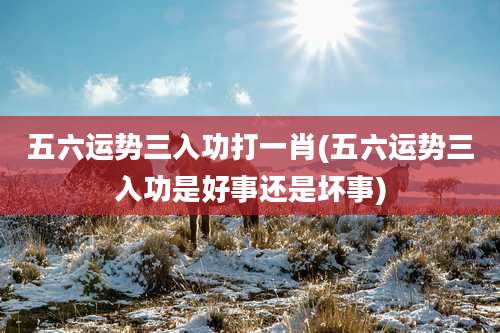 五六运势三入功打一肖(五六运势三入功是好事还是坏事)