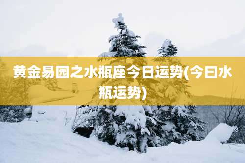 黄金易园之水瓶座今日运势(今曰水瓶运势)