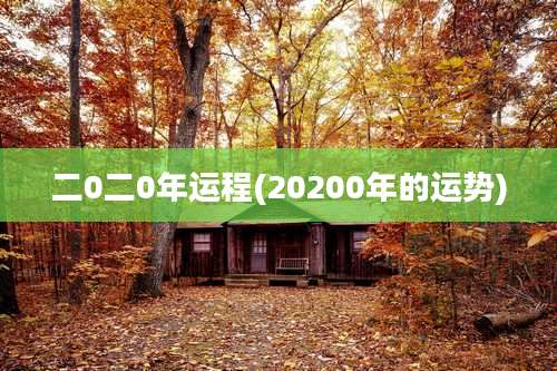 二0二0年运程(20200年的运势)