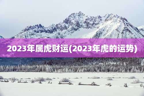 2023年属虎财运(2023年虎的运势)
