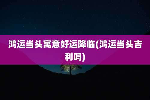 鸿运当头寓意好运降临(鸿运当头吉利吗)
