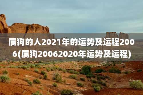 属狗的人2021年的运势及运程2006(属狗20062020年运势及运程)