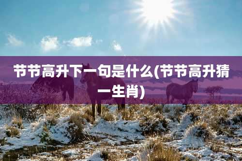 节节高升下一句是什么(节节高升猜一生肖)