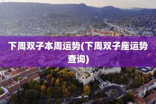 下周双子本周运势(下周双子座运势查询)