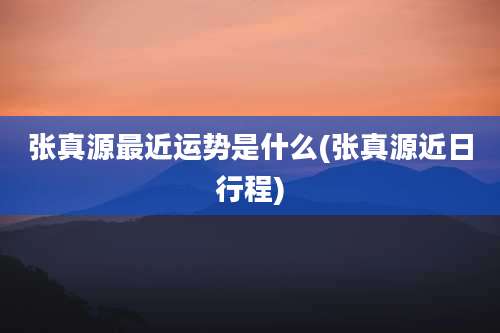 张真源最近运势是什么(张真源近日行程)