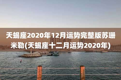 天蝎座2020年12月运势完整版苏珊米勒(天蝎座十二月运势2020年)