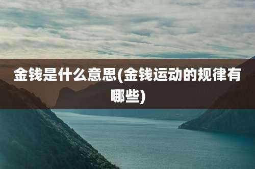 金钱是什么意思(金钱运动的规律有哪些)