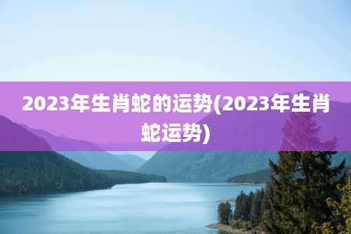 2023年生肖蛇的运势(2023年生肖蛇运势)
