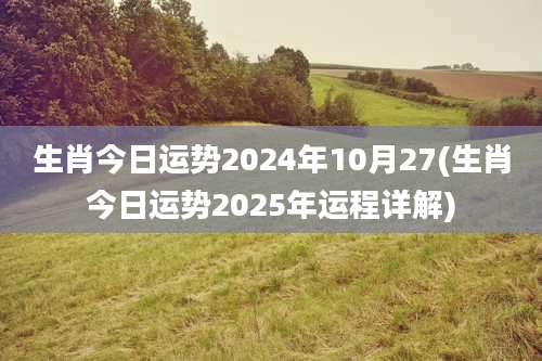 生肖今日运势2024年10月27(生肖今日运势2025年运程详解)