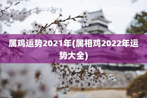 属鸡运势2021年(属相鸡2022年运势大全)