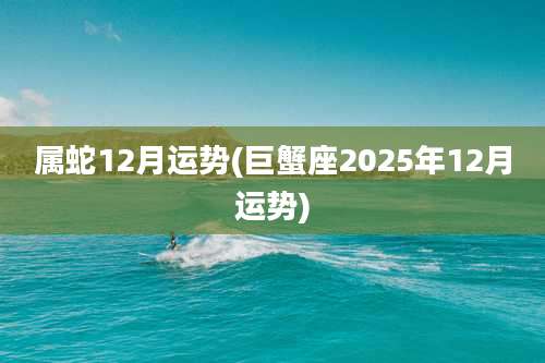 属蛇12月运势(巨蟹座2025年12月运势)