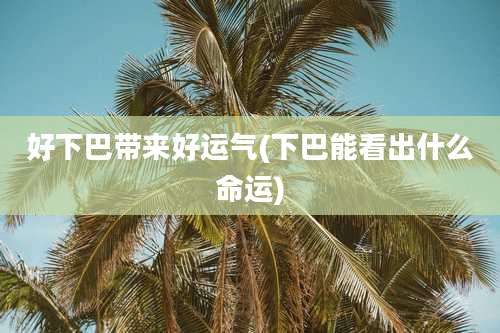 好下巴带来好运气(下巴能看出什么命运)