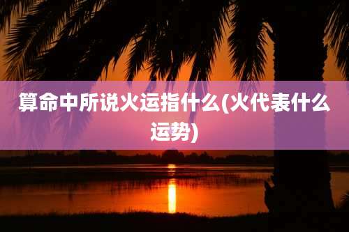 算命中所说火运指什么(火代表什么运势)