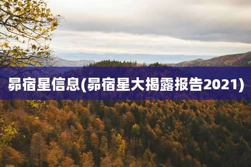 昴宿星信息(昴宿星大揭露报告2021)