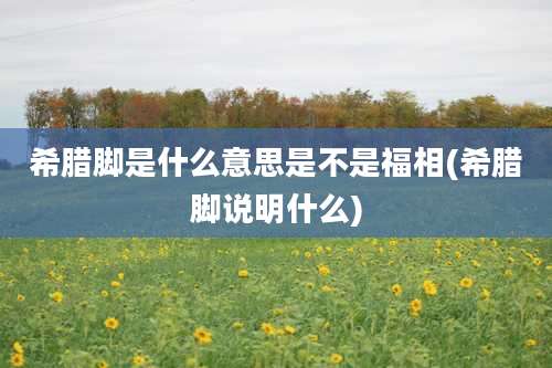 希腊脚是什么意思是不是福相(希腊脚说明什么)