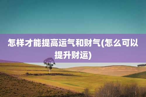 怎样才能提高运气和财气(怎么可以提升财运)