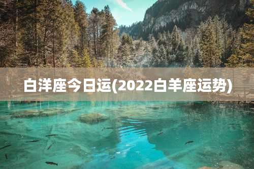 白洋座今日运(2022白羊座运势)