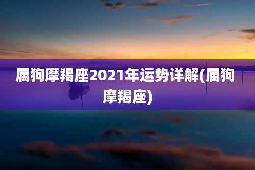 属狗摩羯座2021年运势详解(属狗 摩羯座)