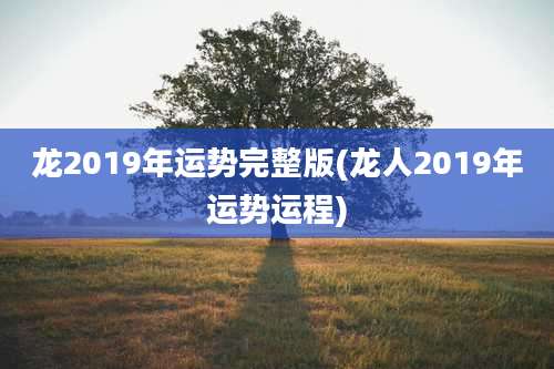 龙2019年运势完整版(龙人2019年运势运程)