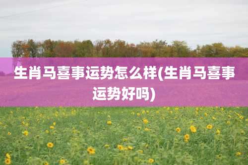 生肖马喜事运势怎么样(生肖马喜事运势好吗)