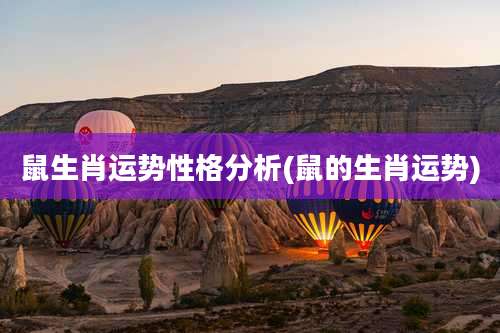 鼠生肖运势性格分析(鼠的生肖运势)