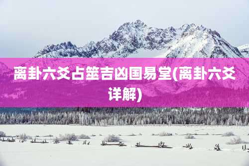 离卦六爻占筮吉凶国易堂(离卦六爻详解)