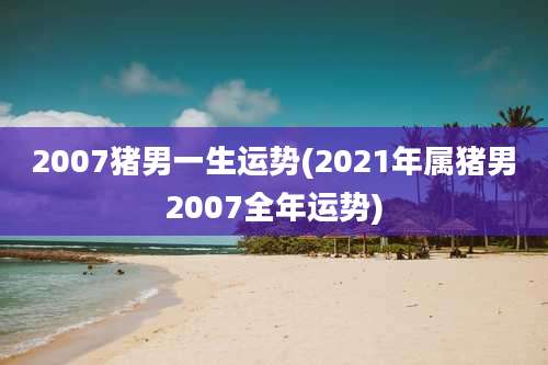 2007猪男一生运势(2021年属猪男2007全年运势)