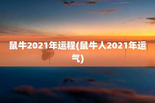 鼠牛2021年运程(鼠牛人2021年运气)