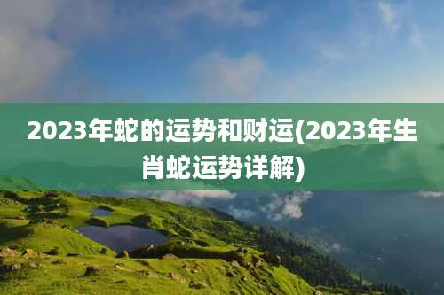 2023年蛇的运势和财运(2023年生肖蛇运势详解)