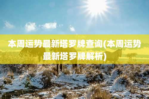 本周运势最新塔罗牌查询(本周运势最新塔罗牌解析)