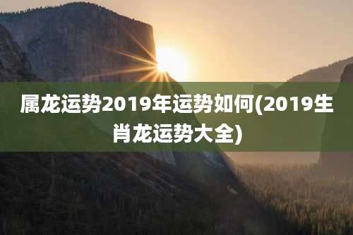 属龙运势2019年运势如何(2019生肖龙运势大全)