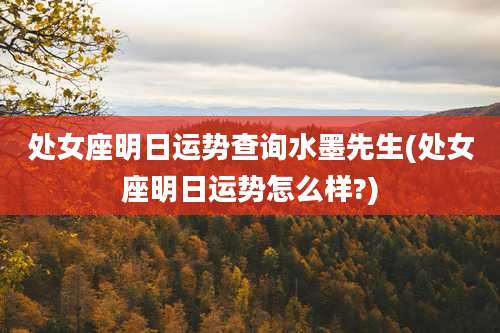 处女座明日运势查询水墨先生(处女座明日运势怎么样?)