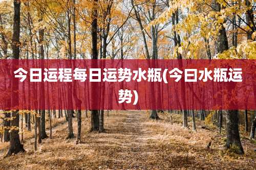 今日运程每日运势水瓶(今曰水瓶运势)