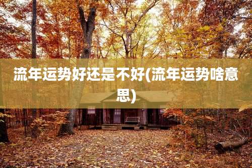 流年运势好还是不好(流年运势啥意思)