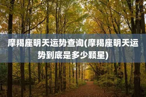 摩羯座明天运势查询(摩羯座明天运势到底是多少颗星)