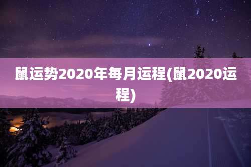 鼠运势2020年每月运程(鼠2020运程)