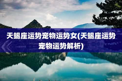 天蝎座运势宠物运势女(天蝎座运势宠物运势解析)