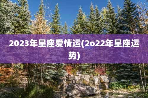 2023年星座爱情运(2o22年星座运势)