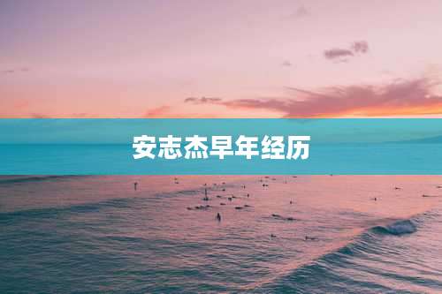 安志杰早年经历