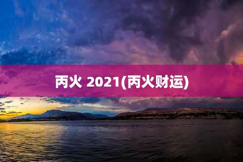 丙火 2021(丙火财运)