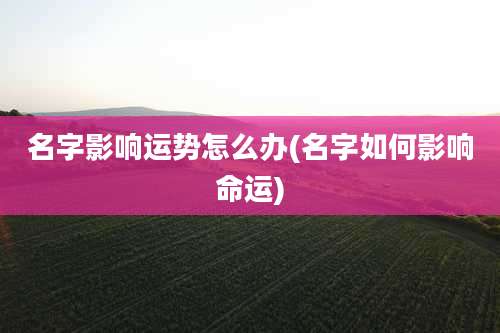 名字影响运势怎么办(名字如何影响命运)