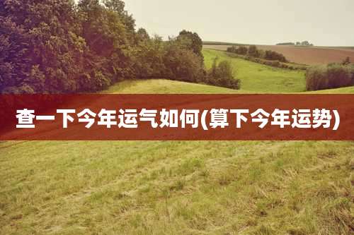 查一下今年运气如何(算下今年运势)