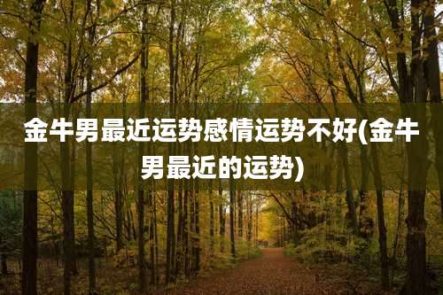 金牛男最近运势感情运势不好(金牛男最近的运势)