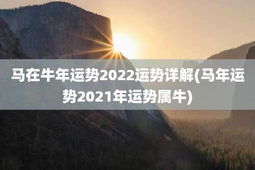 马在牛年运势2022运势详解(马年运势2021年运势属牛)