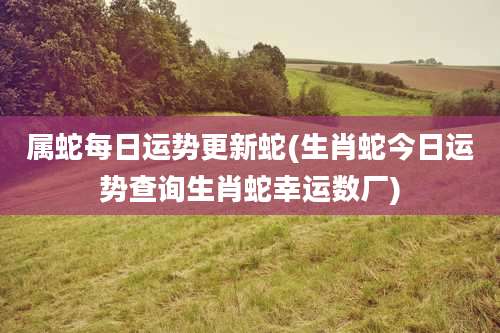 属蛇每日运势更新蛇(生肖蛇今日运势查询生肖蛇幸运数厂)