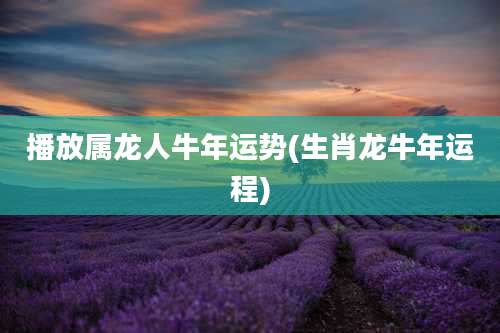 播放属龙人牛年运势(生肖龙牛年运程)