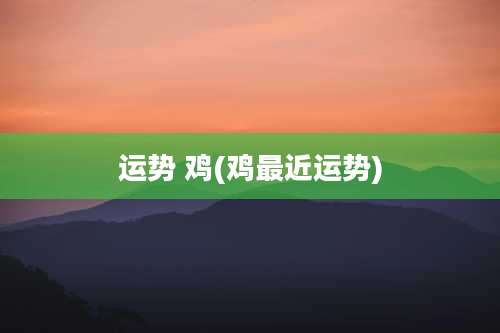 运势 鸡(鸡最近运势)