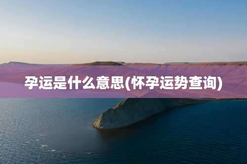 孕运是什么意思(怀孕运势查询)